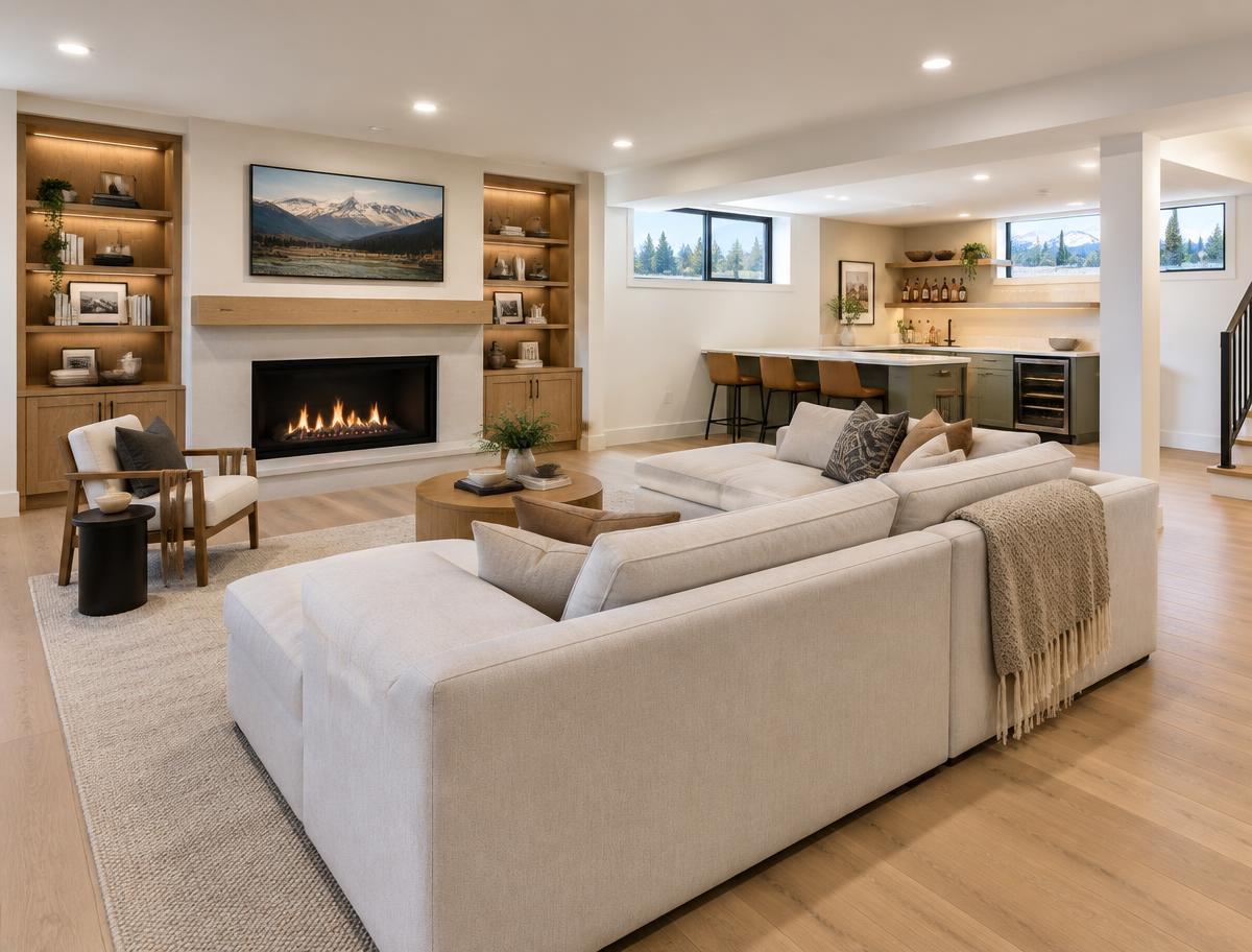 Finished Basements inspiration featuring carefully coordinated interior finishes